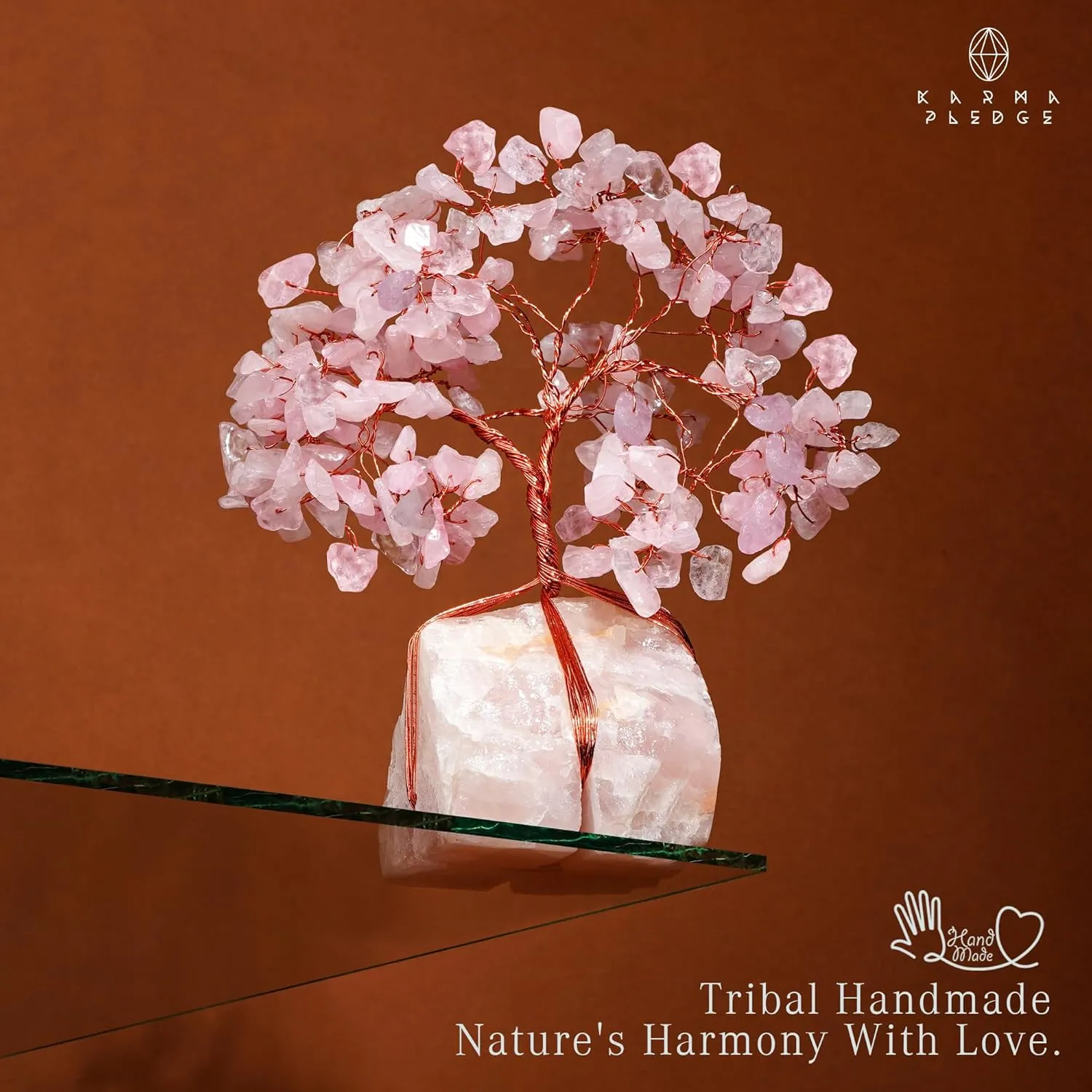 Rose Quartz Crystal Trees for Home Decor, Office Desk Decoration, Chakra Healing Crystals and Stone for Positive Energy, Money, Good Luck, Tree of Life Spiritual Birthday Gifts for Women and Mom