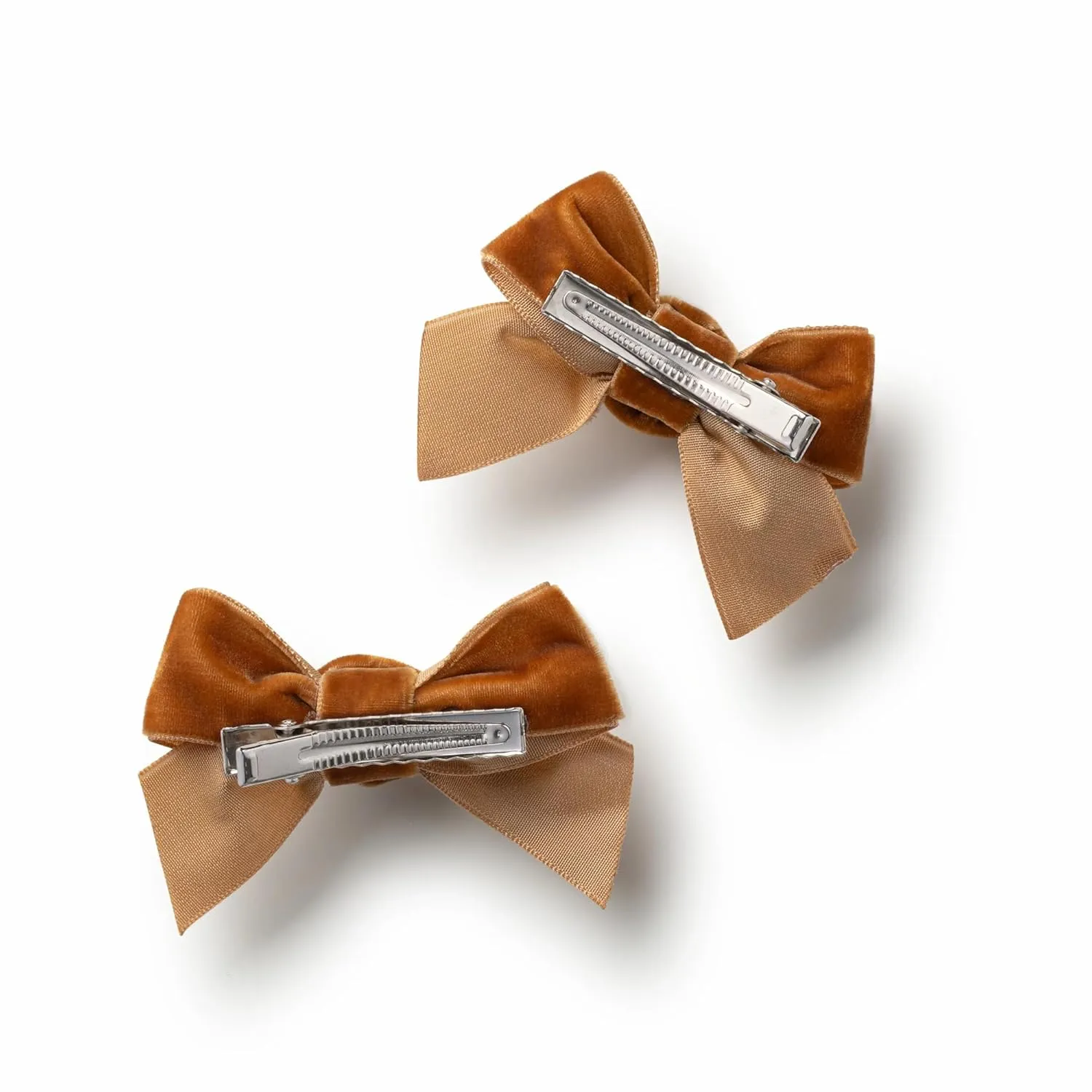 Rosette Velvet Double Clip Set - Caramel | Elegant Velvet Hair Clips with Hand-Crafted Rosette Accents | Secure Alligator Clips for Timeless Style | Perfect for Special Occasions & Everyday Wear