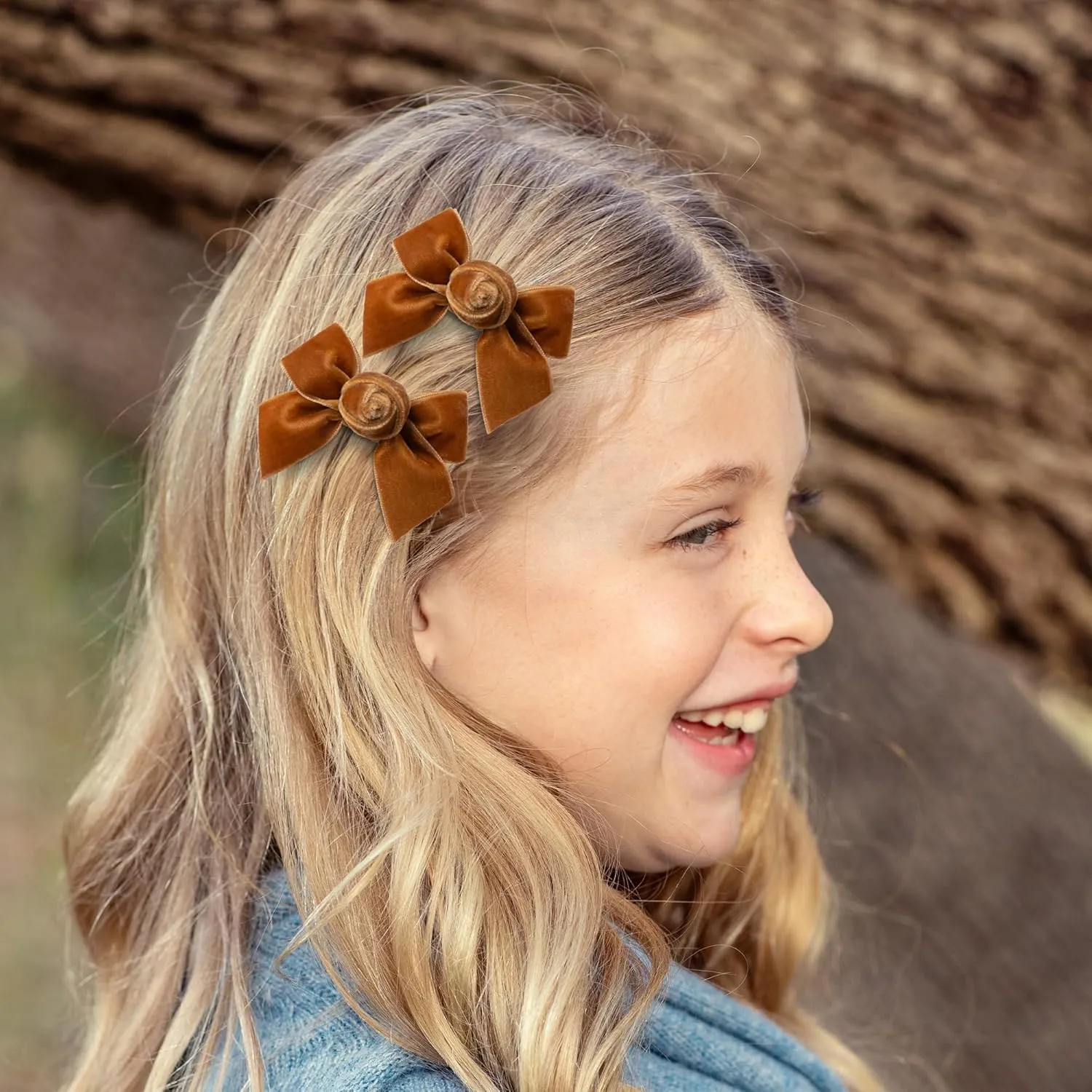 Rosette Velvet Double Clip Set - Caramel | Elegant Velvet Hair Clips with Hand-Crafted Rosette Accents | Secure Alligator Clips for Timeless Style | Perfect for Special Occasions & Everyday Wear