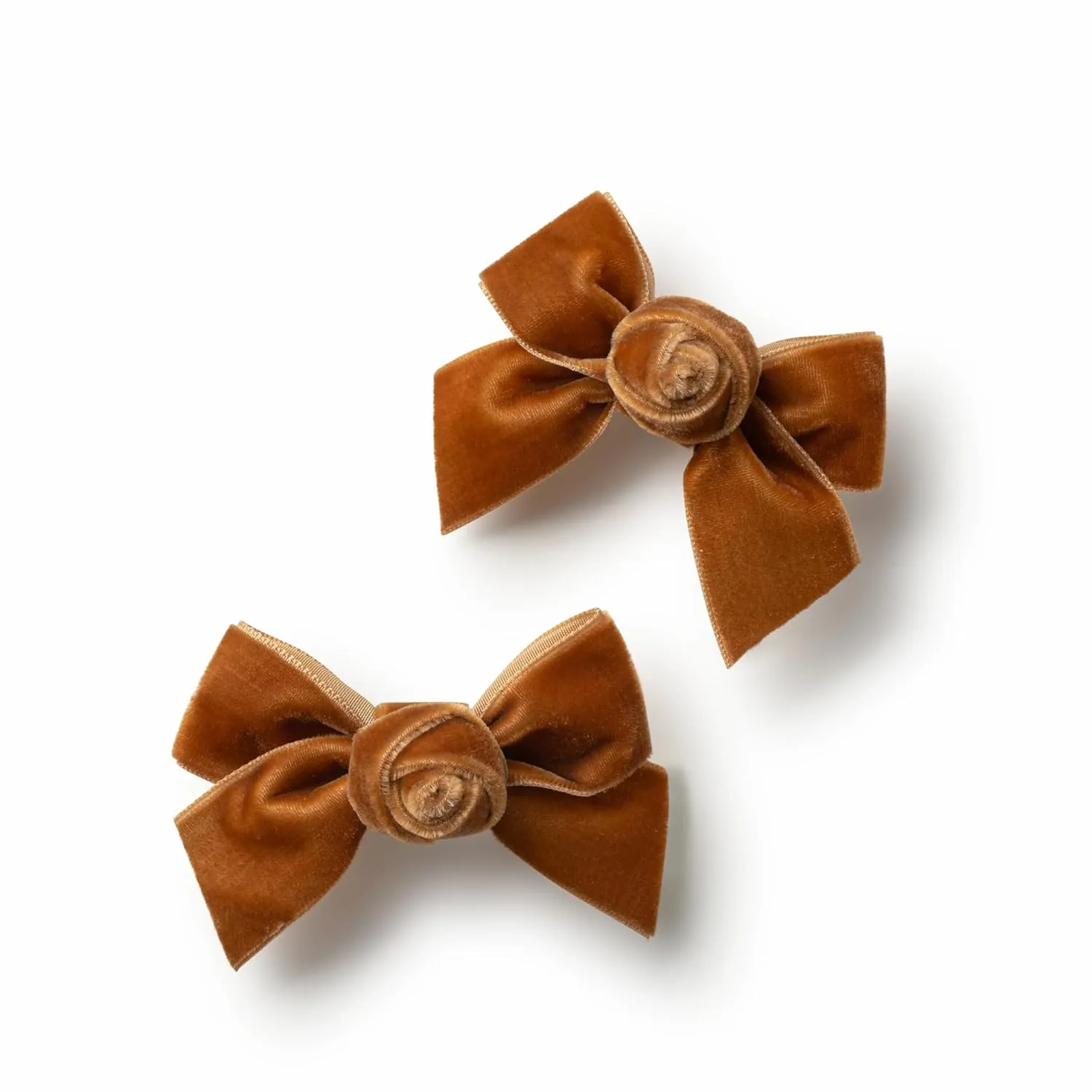 Rosette Velvet Double Clip Set - Caramel | Elegant Velvet Hair Clips with Hand-Crafted Rosette Accents | Secure Alligator Clips for Timeless Style | Perfect for Special Occasions & Everyday Wear