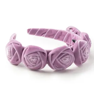Rosette Velvet Headband - Lavender | Elegant Soft Velvet Accessory with Hand-Crafted Rosettes | Comfortable & Secure Fit with Rubberized Teeth | Perfect for Special Occasions & Everyday Wear