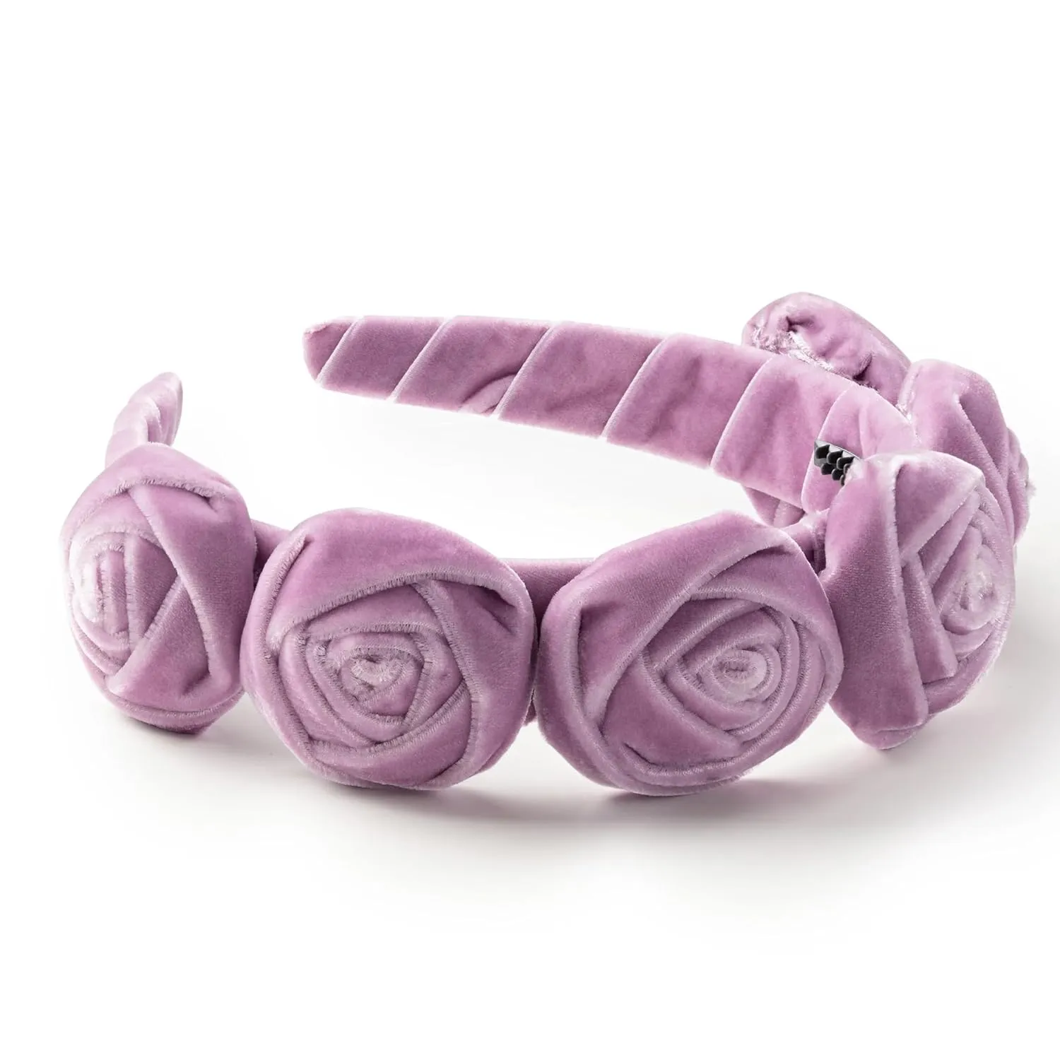 Rosette Velvet Headband - Lavender | Elegant Soft Velvet Accessory with Hand-Crafted Rosettes | Comfortable & Secure Fit with Rubberized Teeth | Perfect for Special Occasions & Everyday Wear