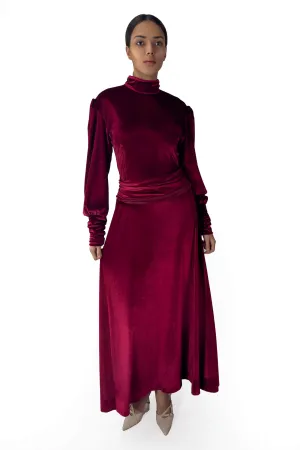 Ruby Radiance Velvet Maxi Dress