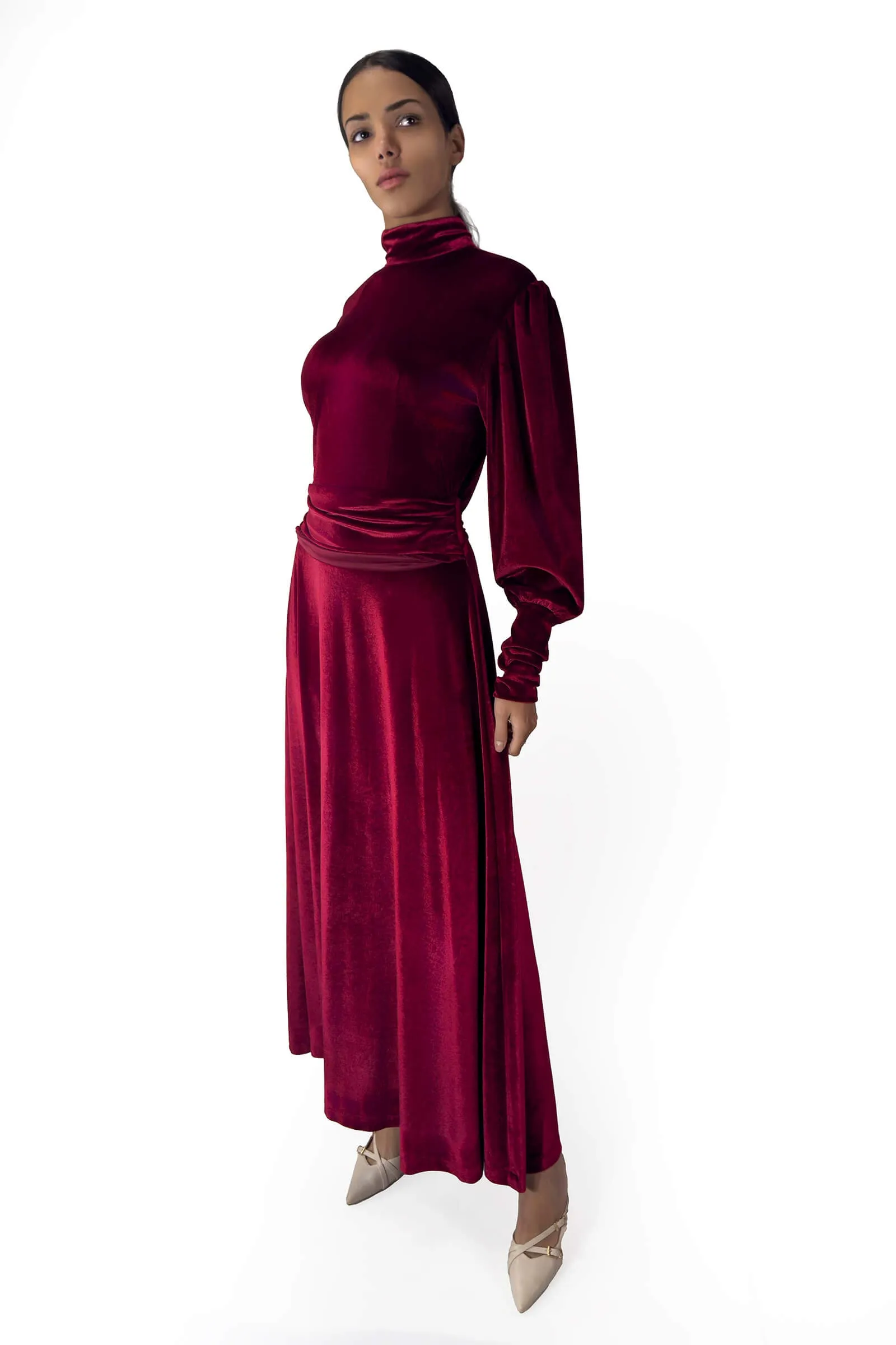 Ruby Radiance Velvet Maxi Dress