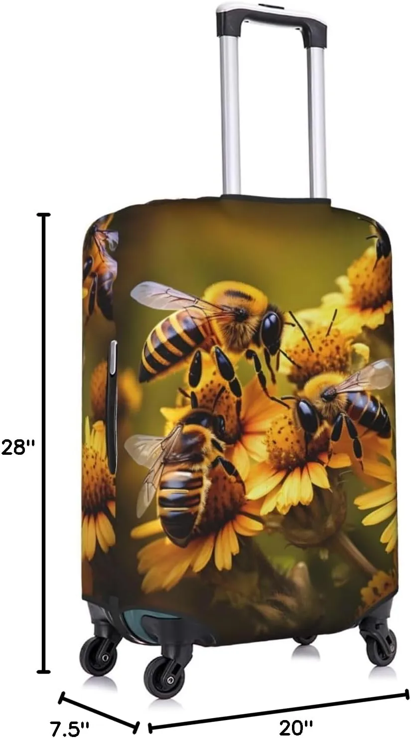 Rural Honey Bees Flowers Travel Luggage Cover Suitcase Protector Fits 18-22 Inch Luggage,Anti Scratch Dirt Covers