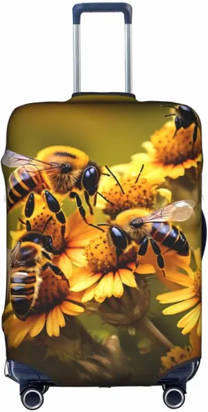 Rural Honey Bees Flowers Travel Luggage Cover Suitcase Protector Fits 18-22 Inch Luggage,Anti Scratch Dirt Covers