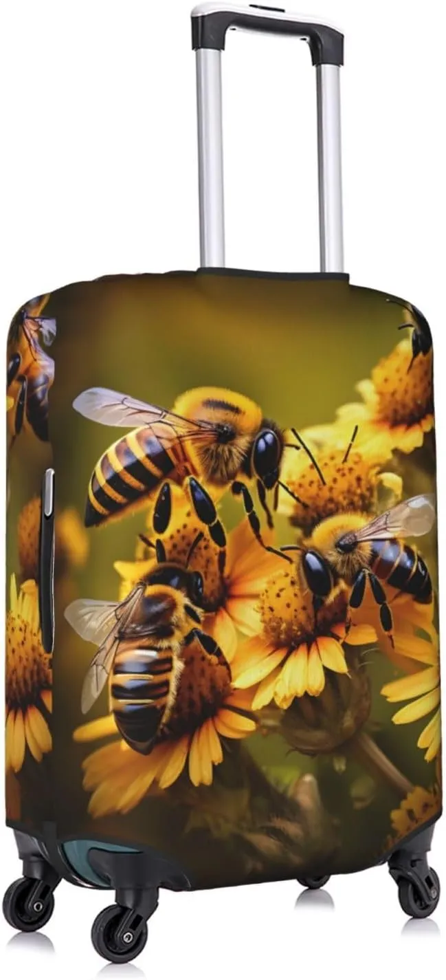 Rural Honey Bees Flowers Travel Luggage Cover Suitcase Protector Fits 18-22 Inch Luggage,Anti Scratch Dirt Covers