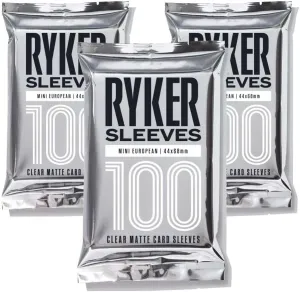 Ryker Mini European Board Game Sleeves Card Protectors (3 Pack, Clear, 44x68 mm, 300 Sleeves)