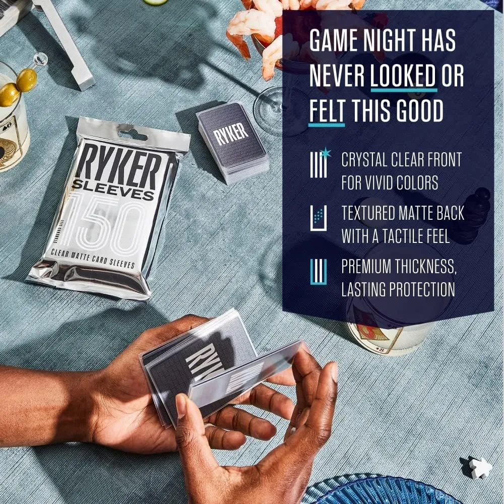 Ryker Mini European Board Game Sleeves Card Protectors (3 Pack, Clear, 44x68 mm, 300 Sleeves)