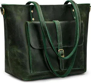 S-ZONE Women Vintage Genuine Leather Tote Bag Large Shoulder Purse Work Handbag