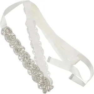 SAFIGLE Silk Bridal Waistband with Crystal Accents Elegant Wedding Dress Accessory for Brides Bridesmaids for Formal Occasions Photo Opportunities