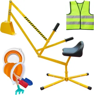 Sand Digger Sandbox Digger Toy, 360°Rotating Base, Sturdy Stable Steel Frame Structure-Metal Bucket, Kids Digger Excavator Digging Toys Excavator Ride on, Ideal for Sand Sandbox Beach Snow