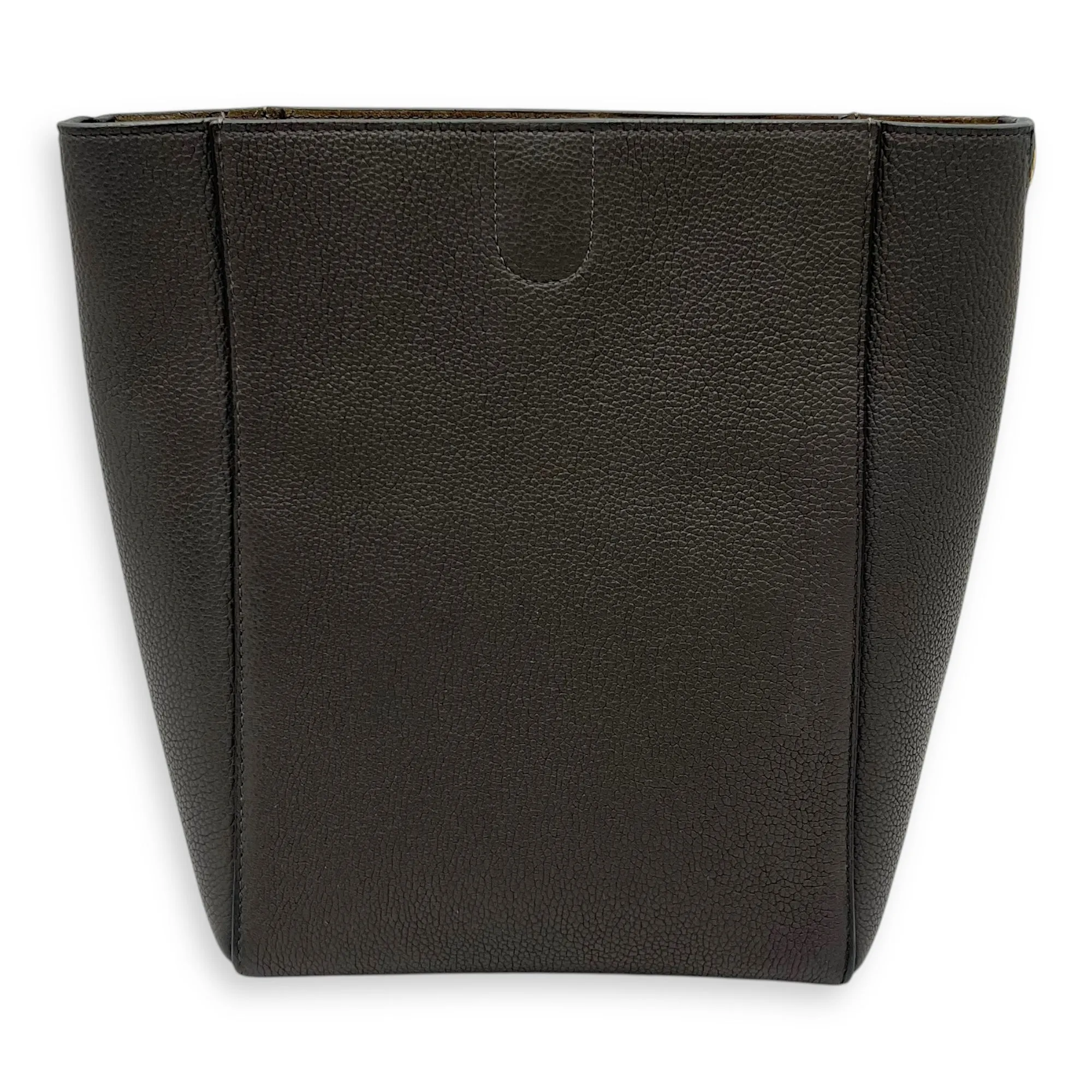 Sangle Bucket Bag Grey in Calfskin, Gold hardware