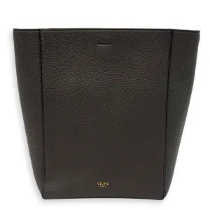 Sangle Bucket Bag Grey in Calfskin, Gold hardware