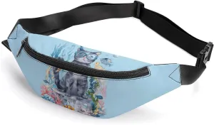 Sea Cat Diver Fish Cute Fanny Pack Crossbody Lightweight Waist Bag for Men Women Outdoors Sports Hiking