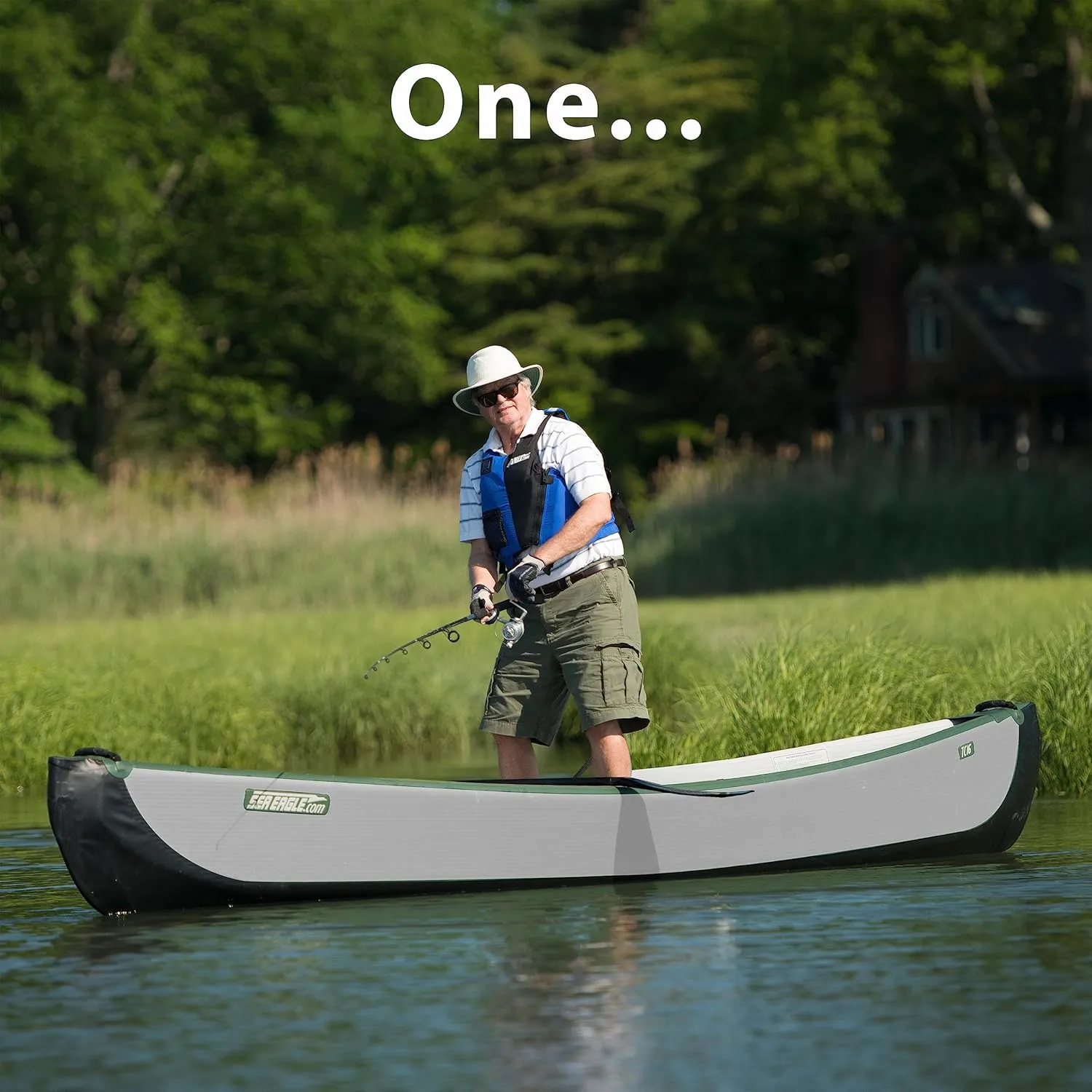 Sea Eagle TC16 Inflatable 16’ High Pressure Drop Stitch Travel Canoe-Wood Web Seats, Pump, Bag and Optional Paddles for Lakes, Rivers & Bays-Easy to Transport, Pack & Stow