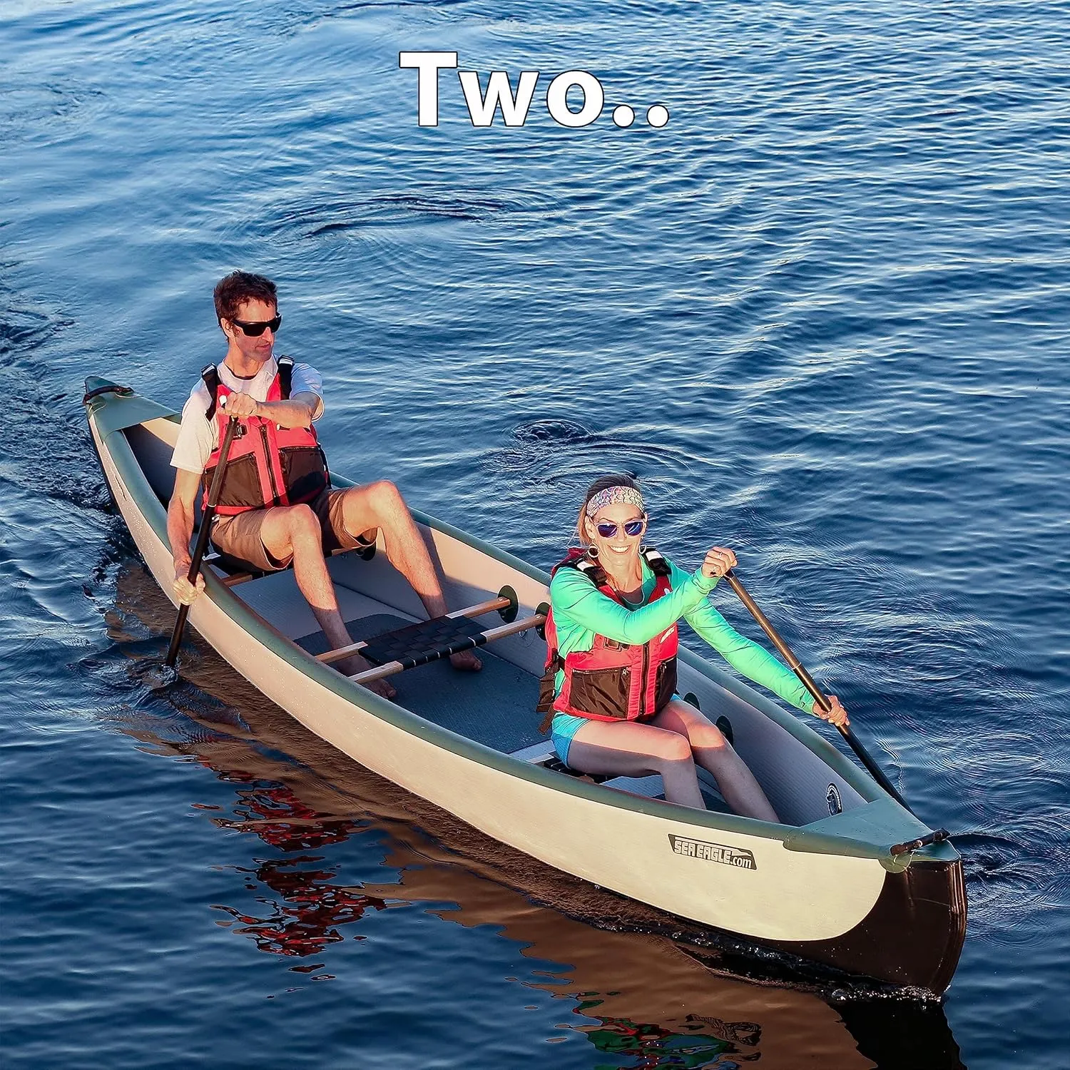Sea Eagle TC16 Inflatable 16’ High Pressure Drop Stitch Travel Canoe-Wood Web Seats, Pump, Bag and Optional Paddles for Lakes, Rivers & Bays-Easy to Transport, Pack & Stow