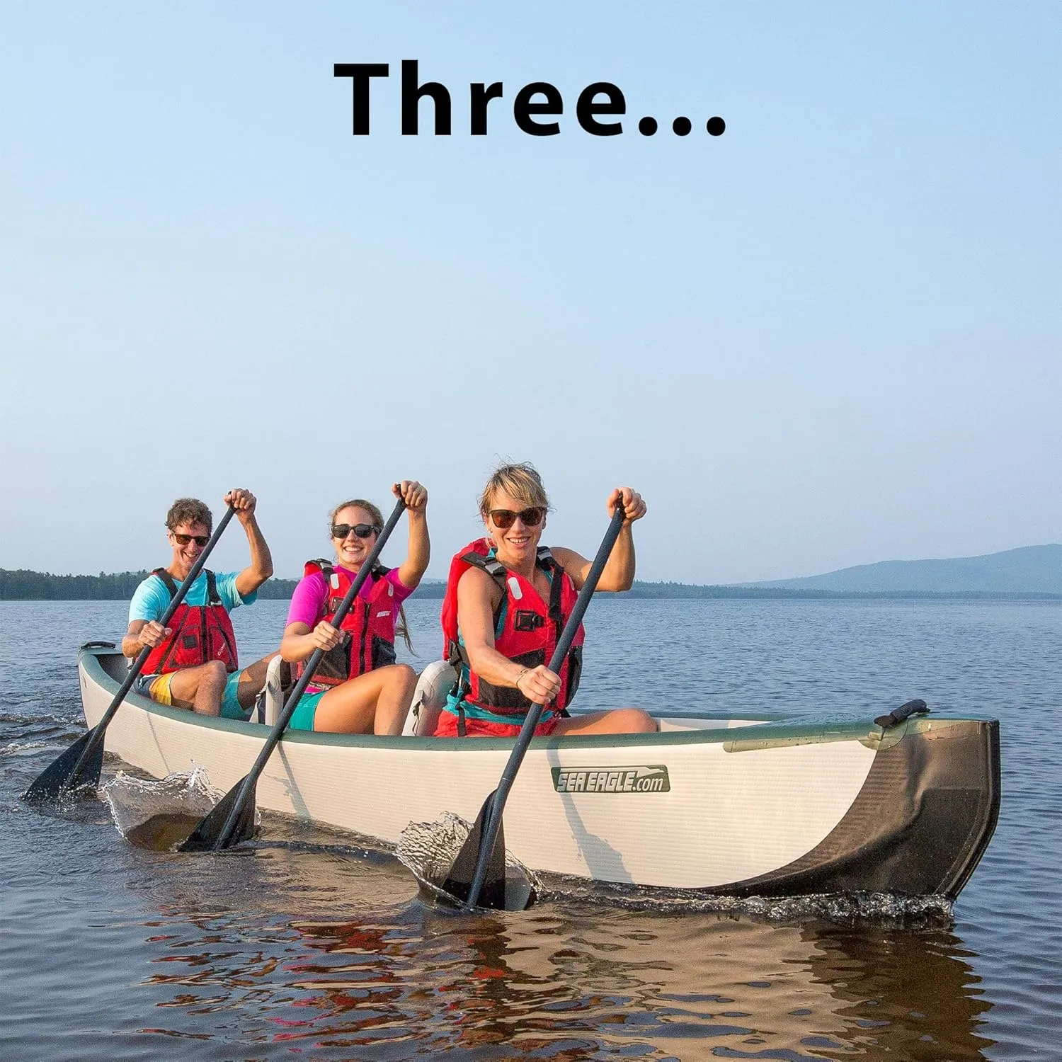 Sea Eagle TC16 Inflatable 16’ High Pressure Drop Stitch Travel Canoe-Wood Web Seats, Pump, Bag and Optional Paddles for Lakes, Rivers & Bays-Easy to Transport, Pack & Stow