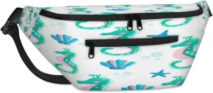 Seahorses Paint Crossbody Sling Bag for Women Men Crossbody Backpack with 4 Zipper Pockets Fanny Pack Shoulder Casual Daypack for Travel Running Hiking Cycling