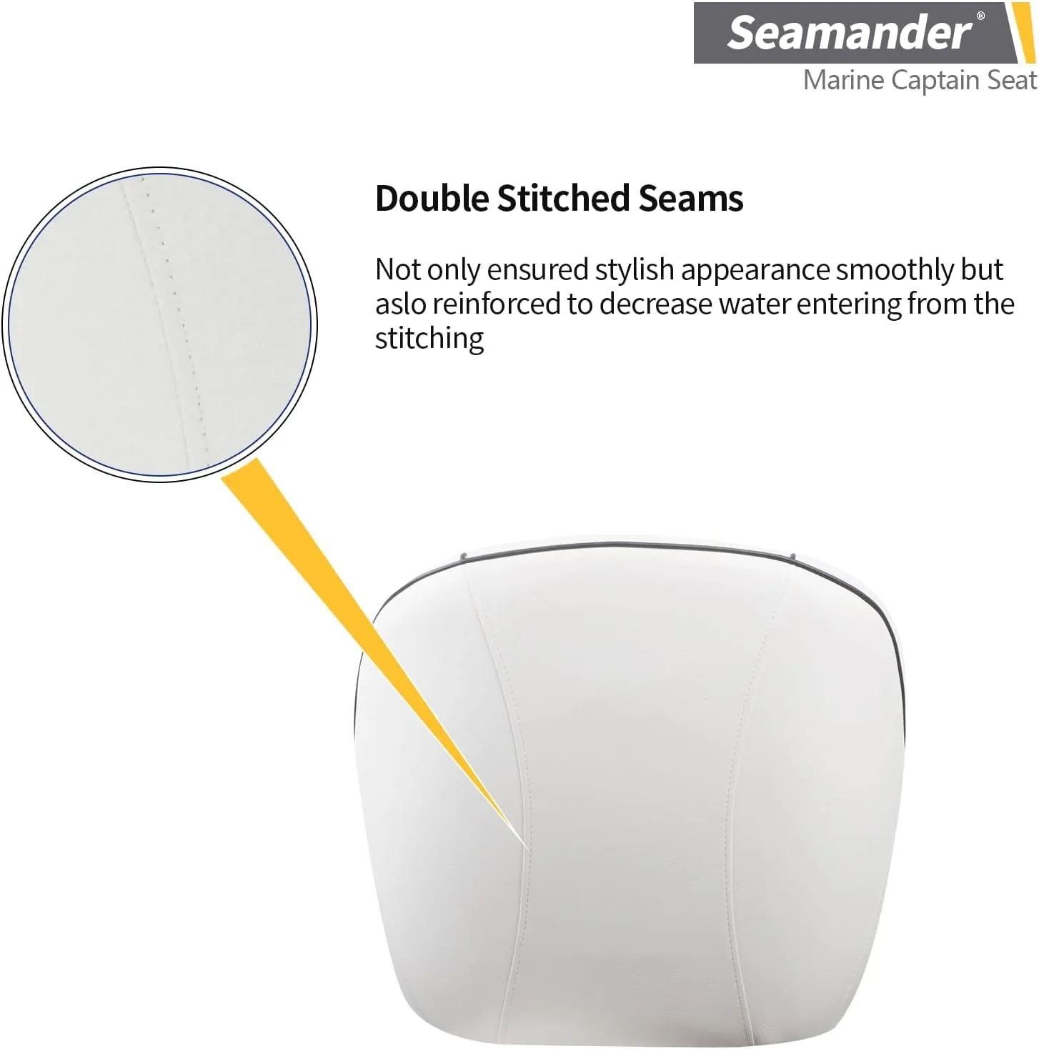 Seamander Captains Chair, Pontoon Captain Seat 19.7H x 22.2L x 21.7D inches, Injection Molded Plastic Frame, Plush Foam Padding, Marine Grade Vinyl, 5x5 or 5x12 inch Mounting Pattern(White/Dark Grey)