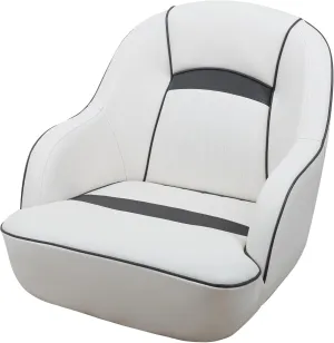 Seamander Captains Chair, Pontoon Captain Seat 19.7H x 22.2L x 21.7D inches, Injection Molded Plastic Frame, Plush Foam Padding, Marine Grade Vinyl, 5x5 or 5x12 inch Mounting Pattern(White/Dark Grey)