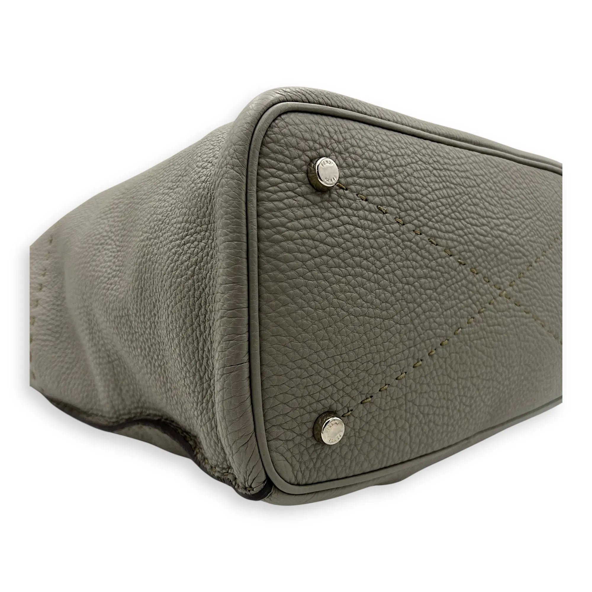 Selleria Anna Grey Bucket Bag in Calfskin, Silver hardware