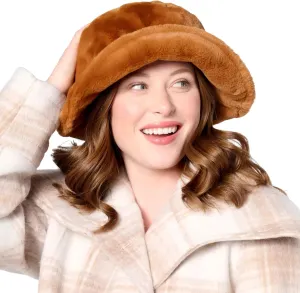 Sherpa Faux Fur Reversible Bucket Hat for Women - Furry Bucket Hat - Sherpa Bucket Hat for Winter