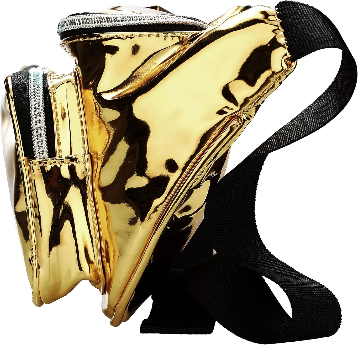 Shiny Neon Fanny Bag for Women Rave Festival Hologram Bum Travel Waist Pack (Gold)