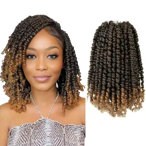 Short Passion Twist Hair 10 Inch Pre-twisted Passion Twists Crochet Hair Ombre Honey Blonde Pre-looped Synthetic Crochet Braids (7 Packs,T27)
