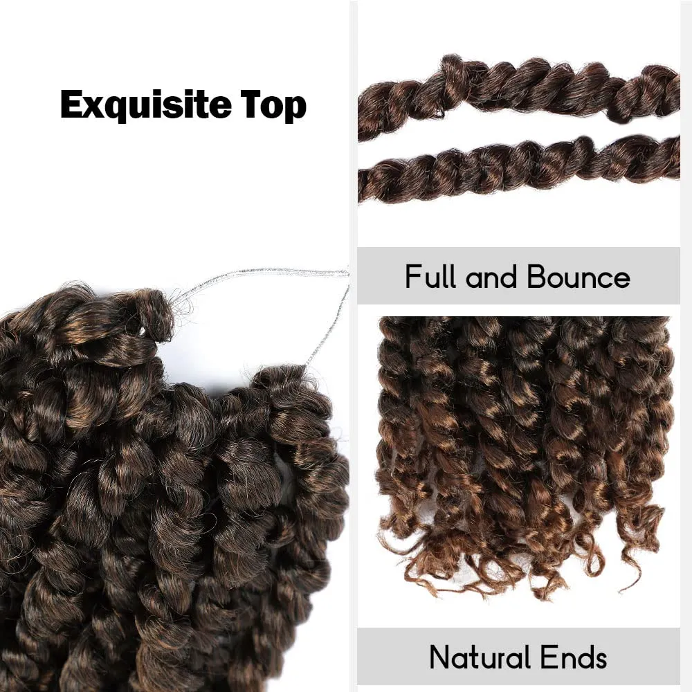 Short Passion Twist Hair 6 Inch Pre-twisted Passion Twists Crochet Hair Ombre Light Brown Pre-looped Synthetic Crochet Braids (7 Packs,T30)