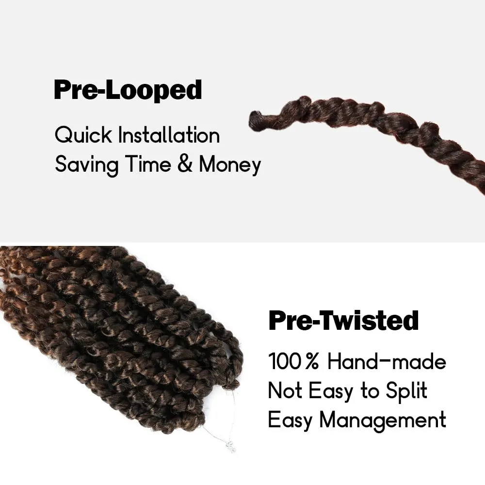 Short Passion Twist Hair 6 Inch Pre-twisted Passion Twists Crochet Hair Ombre Light Brown Pre-looped Synthetic Crochet Braids (7 Packs,T30)