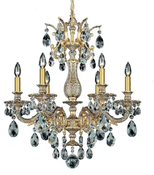Signature 5676-83A, Milano 6 Light 24in x 26.5in Chandelier in Florentine Bronze with Clear Swarovski Spectra Crystals