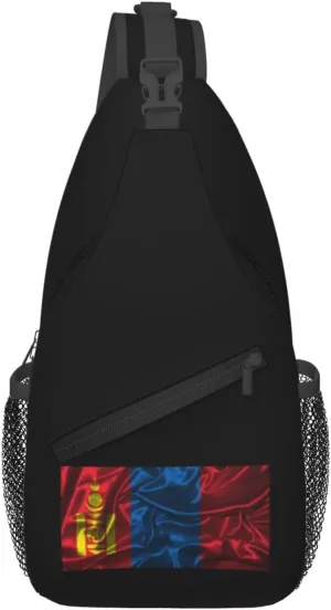 Silk Style Flag Of Mongolia Crossbody Bags For Women Men Chest Backpack Gym Shoulder Bag Travel Outdoor Sports Casual Crossbody Bags
