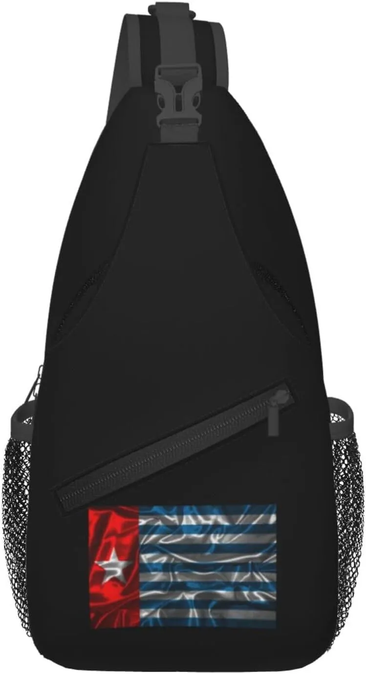 Silk Style Morning Star Flag Crossbody Bags For Women Men Chest Backpack Gym Shoulder Bag Travel Outdoor Sports Casual Crossbody Bags