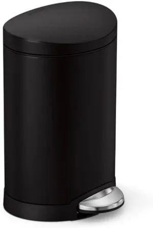 simplehuman 6 Liter / 1.6 Gallon Semi-Round Bathroom Step Trash Can, Matte Black(Alloy Steel, Plastic)