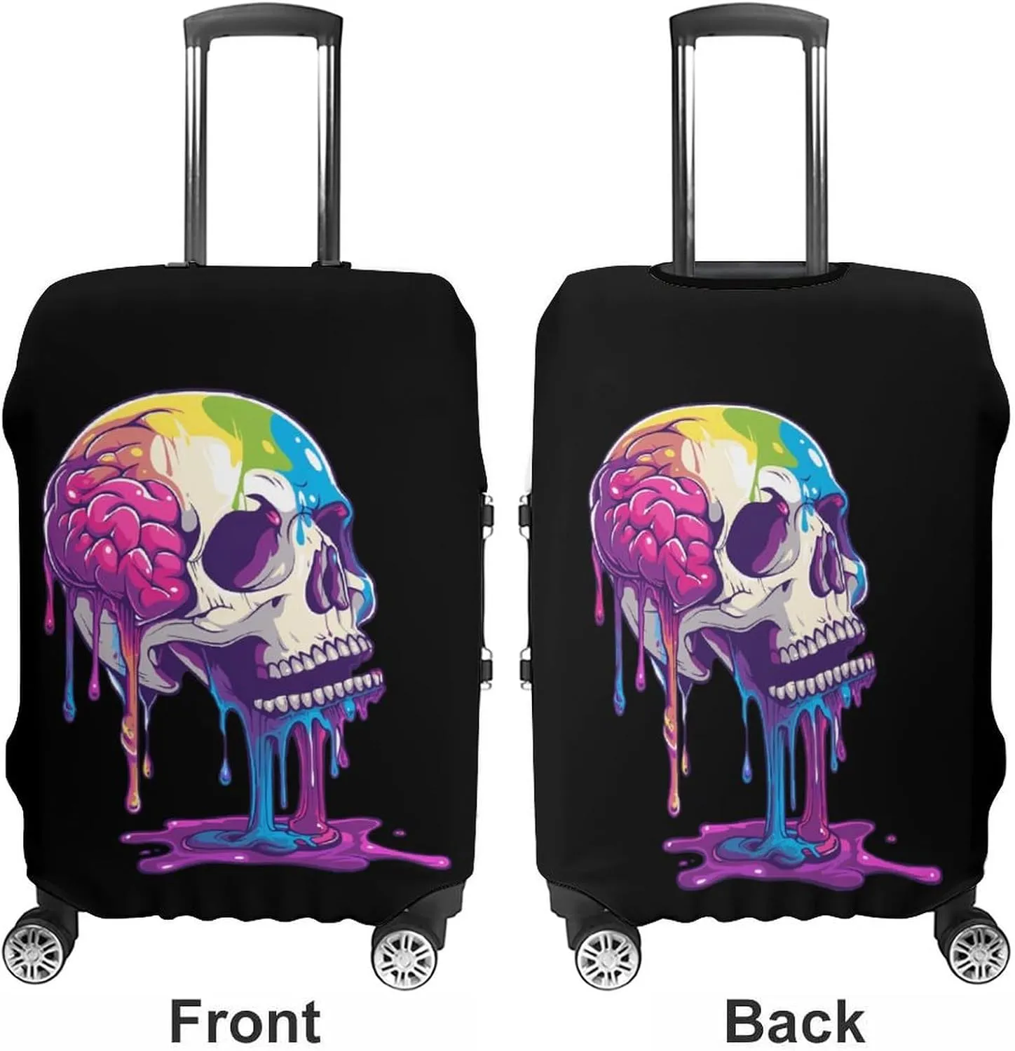 Skeleton Skull A Brain Invade Travel Luggage Cover Washable Suitcase Cover Protector Baggage Covers for Women Men XL