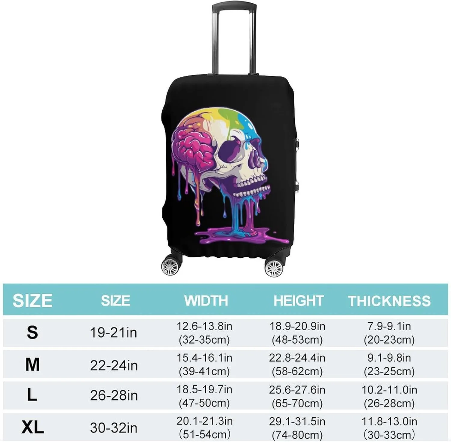 Skeleton Skull A Brain Invade Travel Luggage Cover Washable Suitcase Cover Protector Baggage Covers for Women Men XL