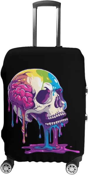 Skeleton Skull A Brain Invade Travel Luggage Cover Washable Suitcase Cover Protector Baggage Covers for Women Men XL