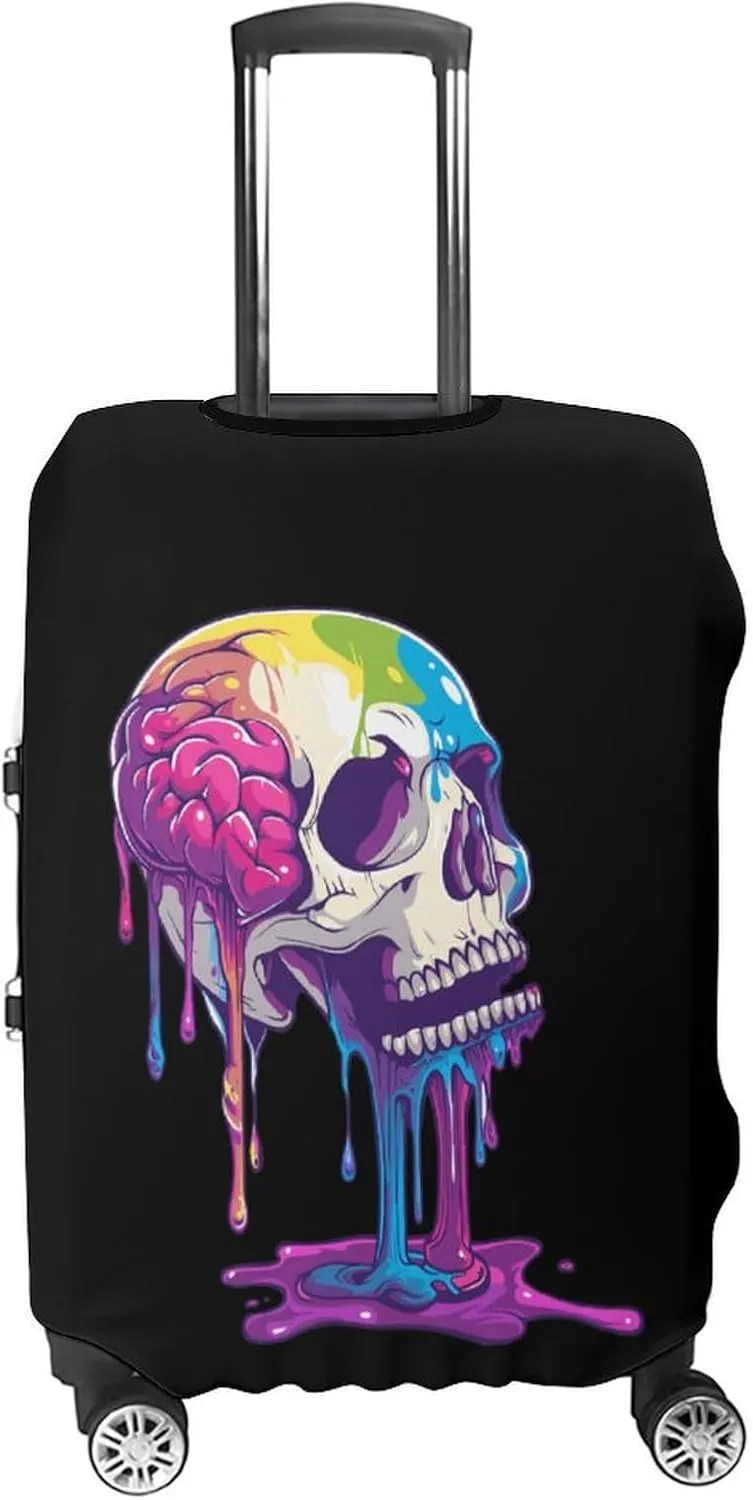 Skeleton Skull A Brain Invade Travel Luggage Cover Washable Suitcase Cover Protector Baggage Covers for Women Men XL