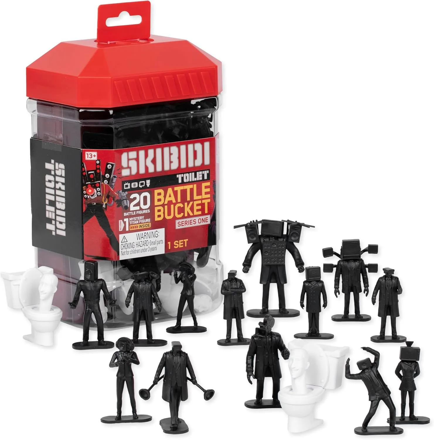 SKIBIDI Toilet Battle Bucket, Collectible Figures, Officially Licensed Toilet Merch