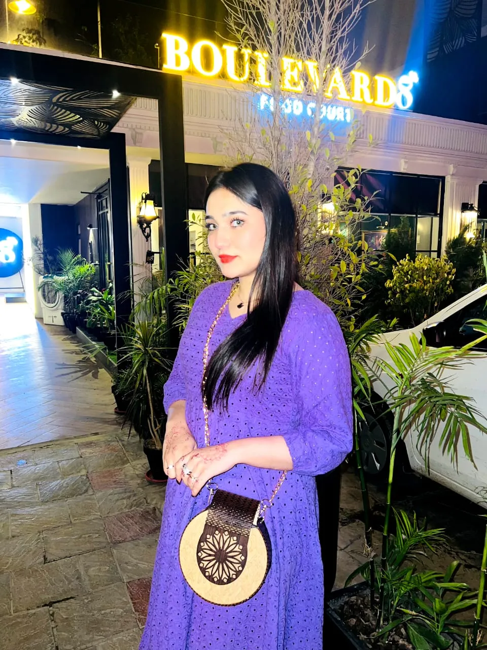 Skin and Black Wooden Crossbody Bag