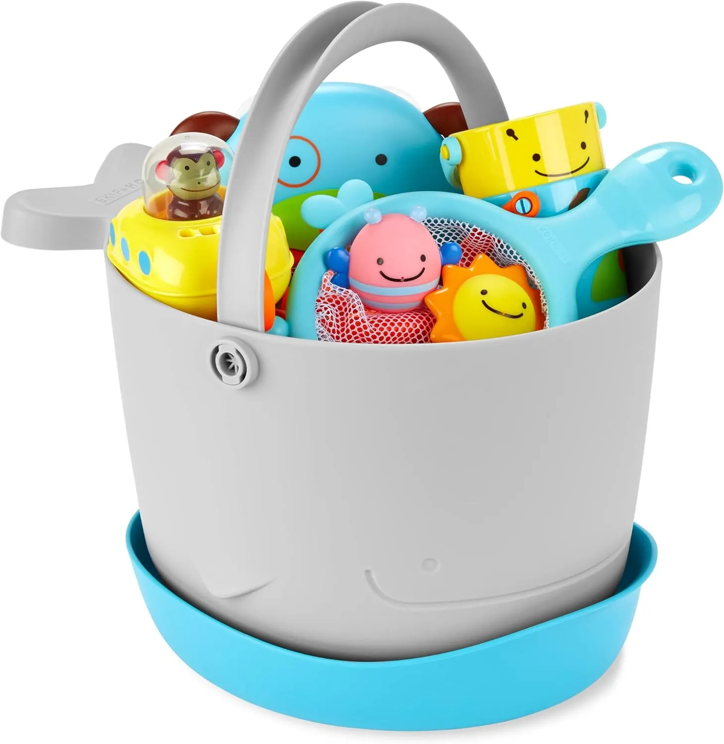 Skip Hop Baby Bath Toy Filled Bucket, Bath Toy & Bucket Gift Set, Grey