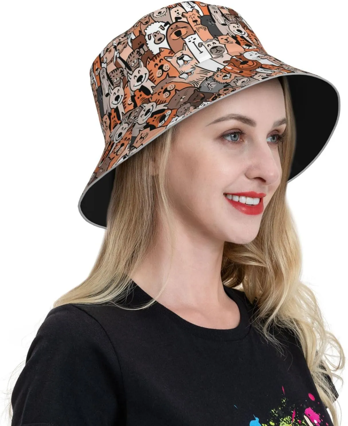 Sky Blue Tie Dye Bucket Hat for Women Men Teens Double-Side-Wear Reversible Summer Beach Sun Hat Packable Fisherman Cap