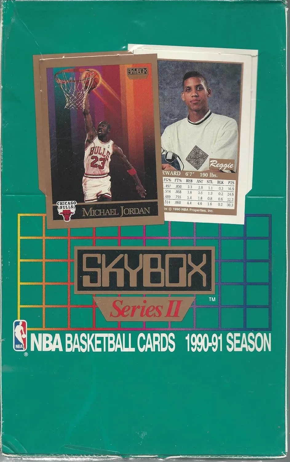 Skybox 1990-91 Basketball Collectible Card Box, 540 Pieces, Series 2, 36 Packs of 15 Cards Each