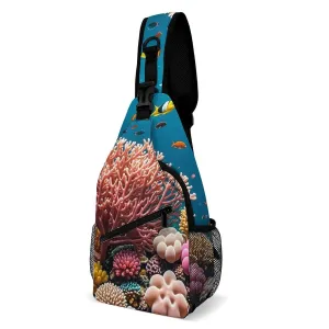 Sling Bag for Women Men Chest Bag Marine Coral Crossbody Bag Small Sling Backpack Daypack Packs/492