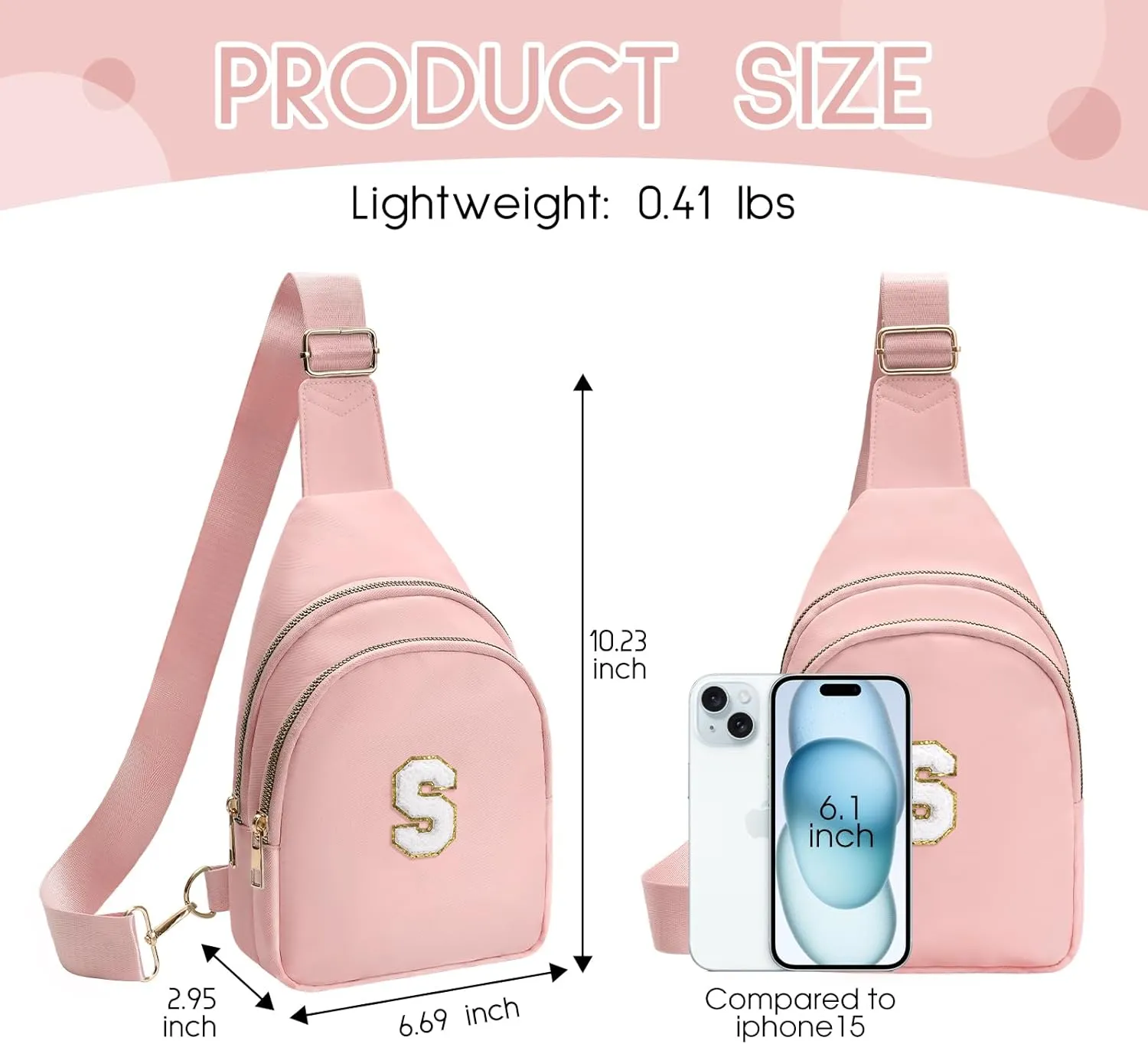 Sling Bag for women,Initial Fanny Pack, Cute Travel Crossbody Bag,Initial Purse Belt Bag S