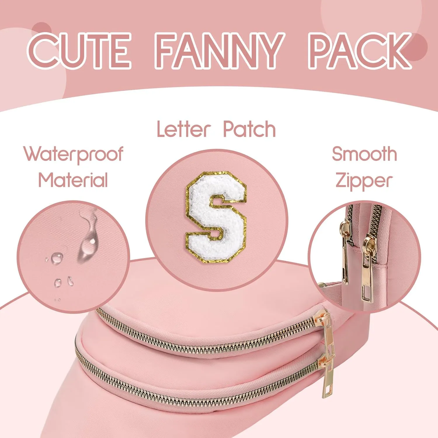 Sling Bag for women,Initial Fanny Pack, Cute Travel Crossbody Bag,Initial Purse Belt Bag S