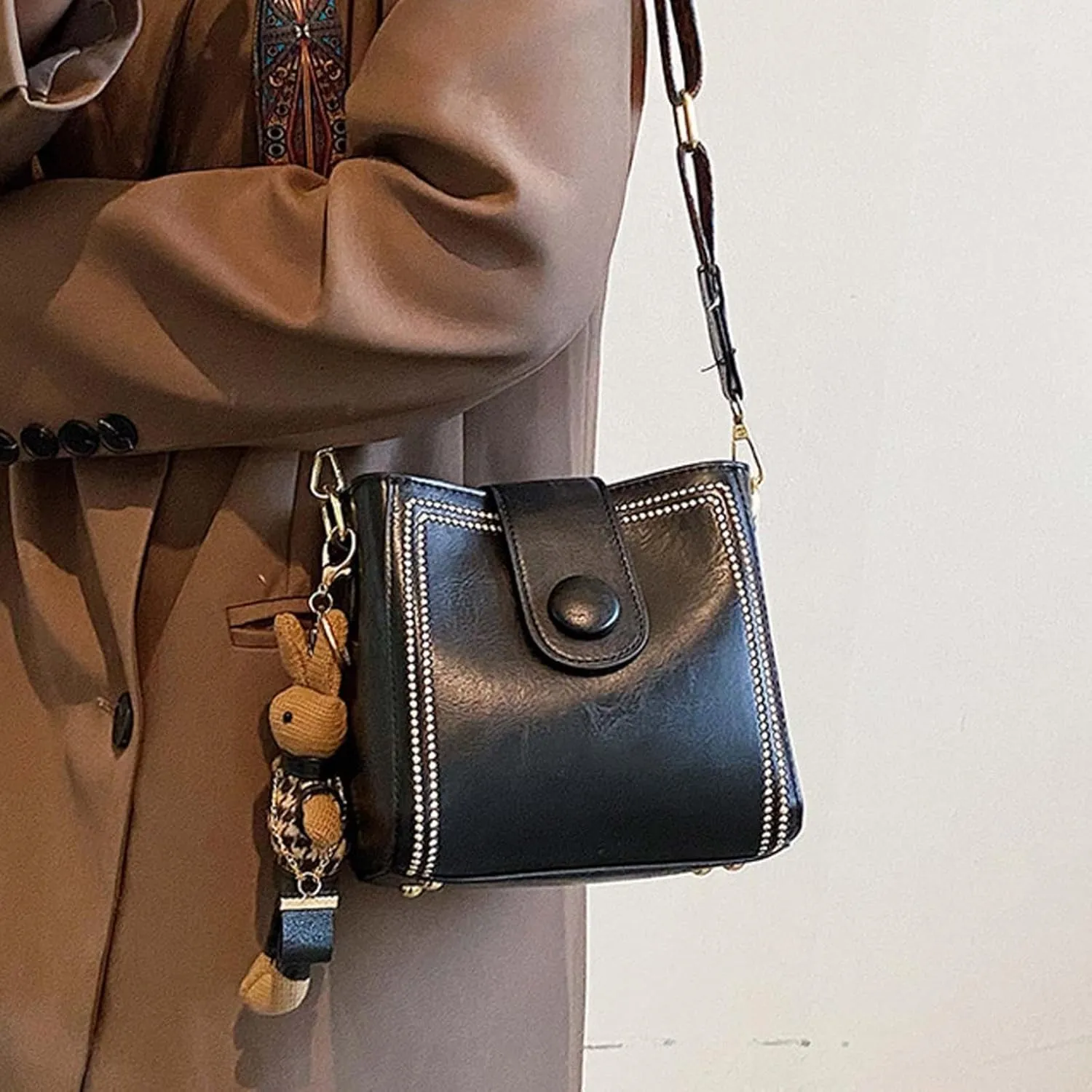 Small Bags for Women, Vintage Fashion Bag with Adjustable Wider Shoulder Strap, Vintage Retro Small Water Bucket Bag