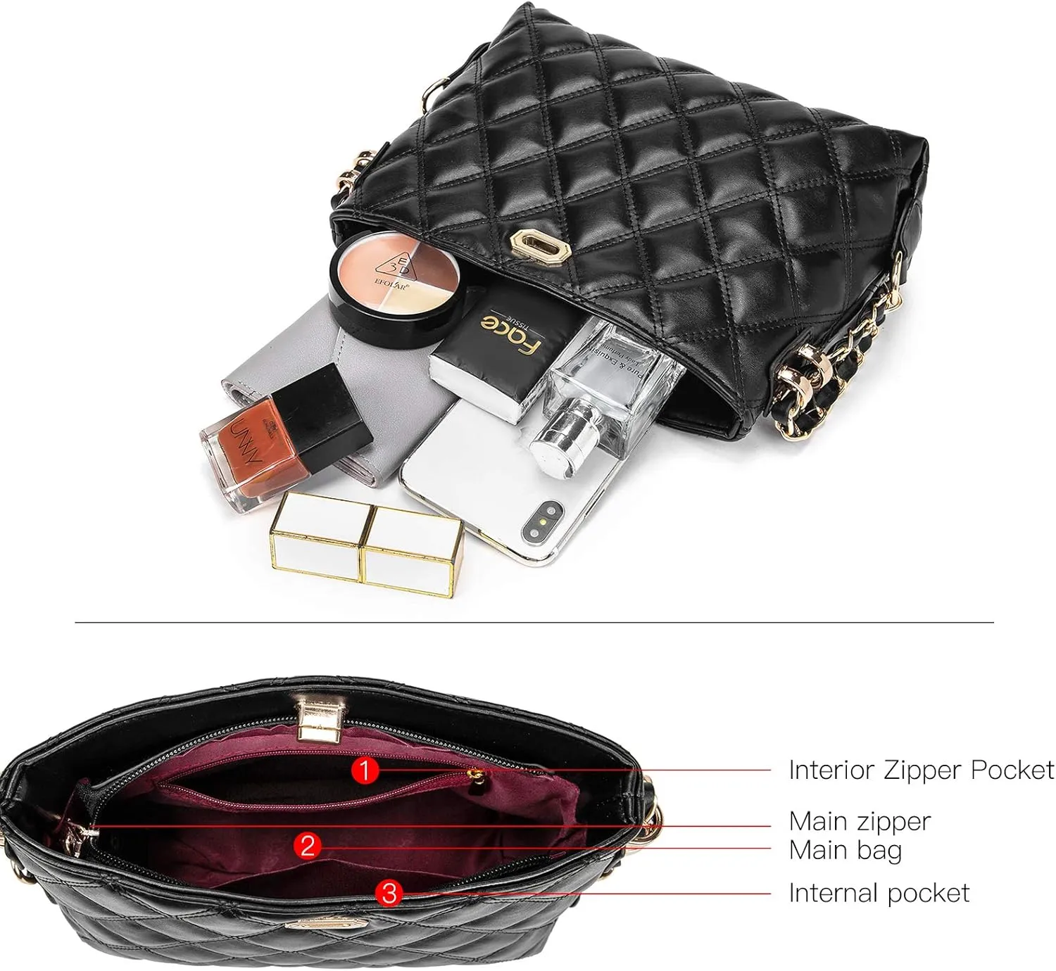 Small Crossbody Bags for Women Purses Fashion Leather Lightweight Handbags Shoulder Bag