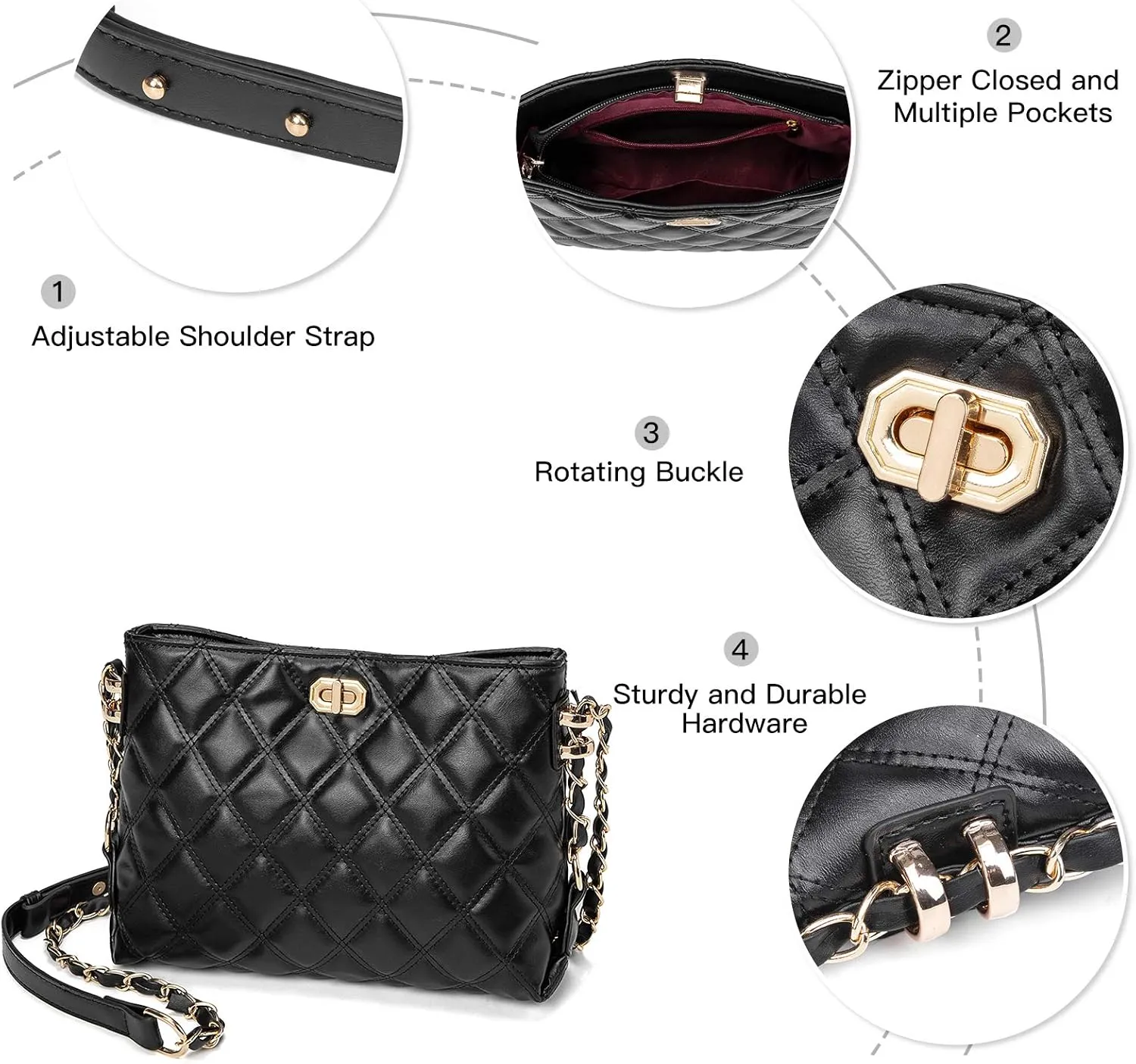 Small Crossbody Bags for Women Purses Fashion Leather Lightweight Handbags Shoulder Bag